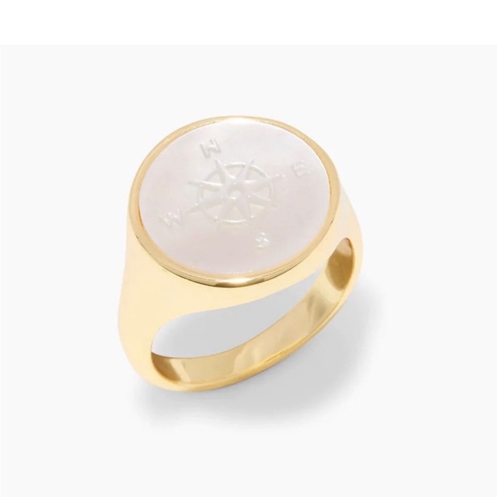 Gorjana mother-of-pearl compass ring. Size 8.